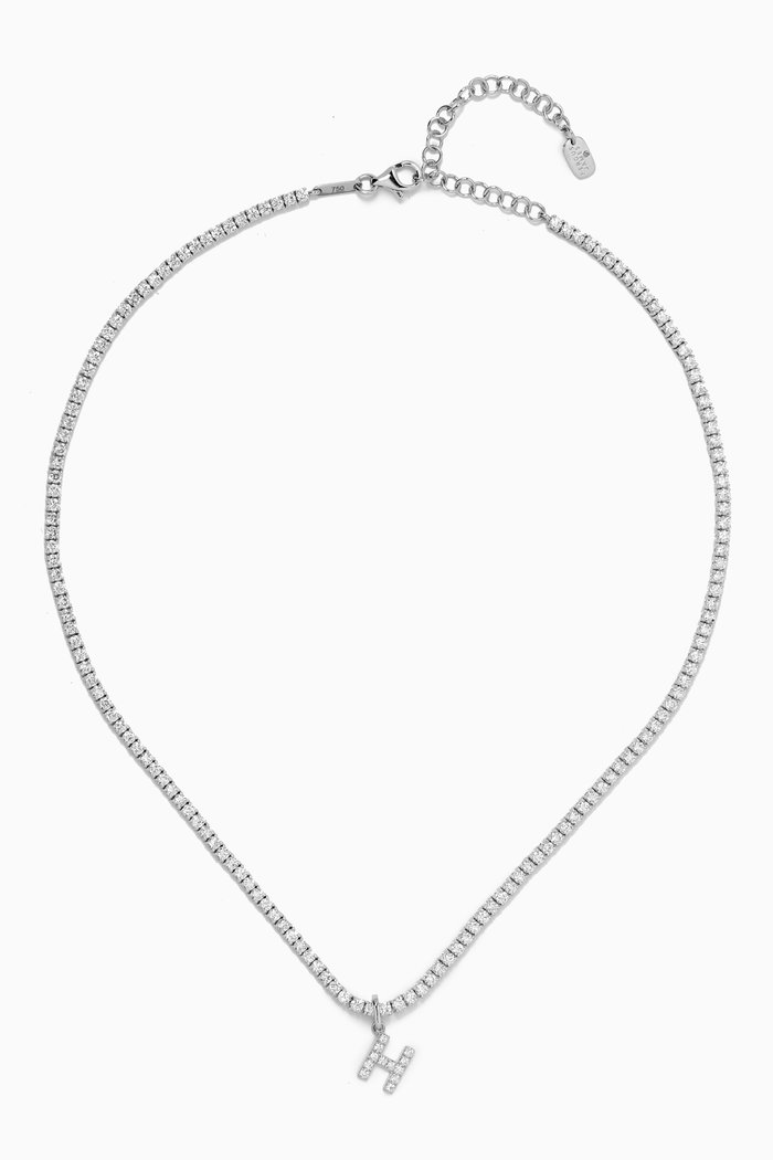 

H Letter Diamond Tennis Choker in 18kt White Gold