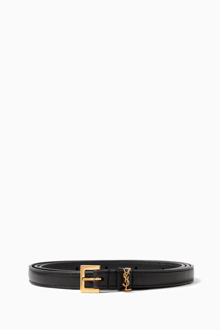 Cassandre Extra-thin Belt in Leather, Black