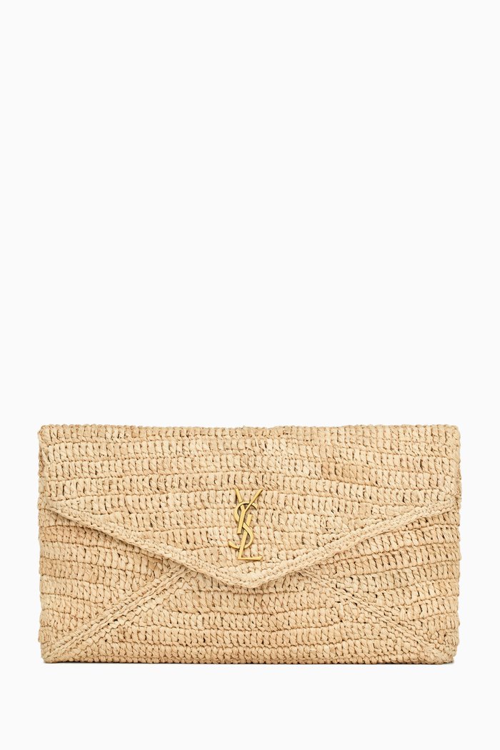 

Large Cassandre Envelope Pouch in Raffia, White
