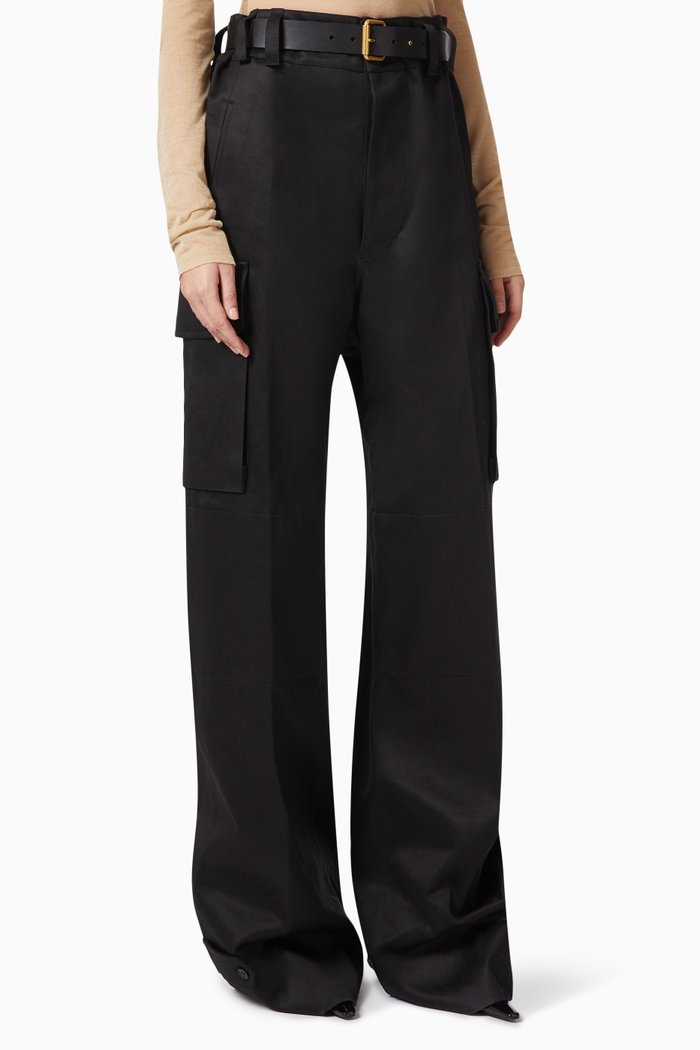 

Cassandre Cargo Pants in Cotton Gabardine, Black
