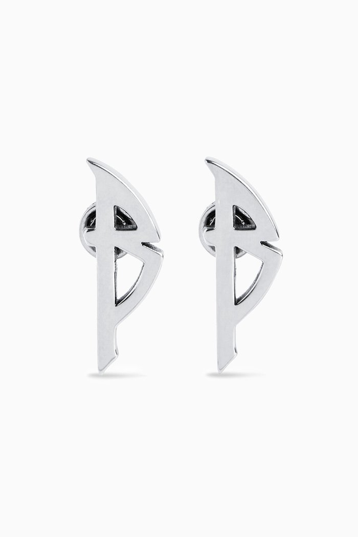 

Typo Metal Earrings in Antique Brass, Silver