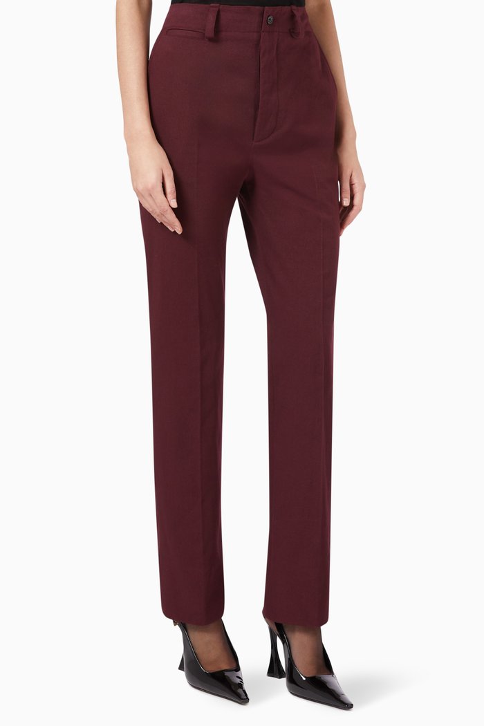 

Mid-rise Tailored Pants in Cotton-drill, Purple