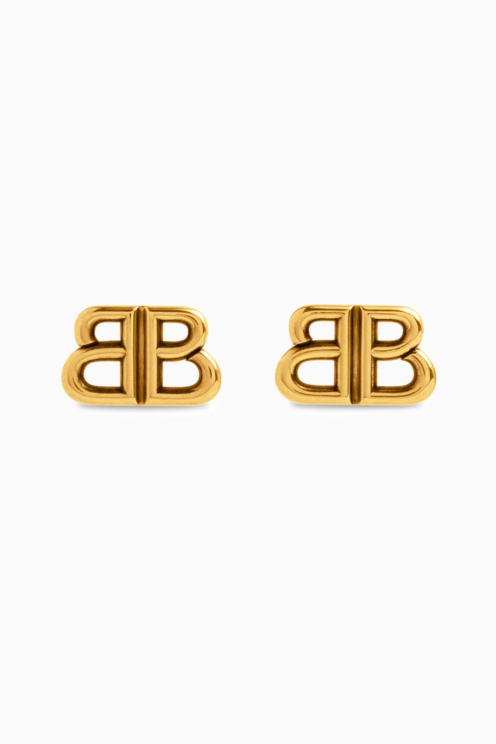 Monaco Stud S Earrings in Antique Brass, Gold