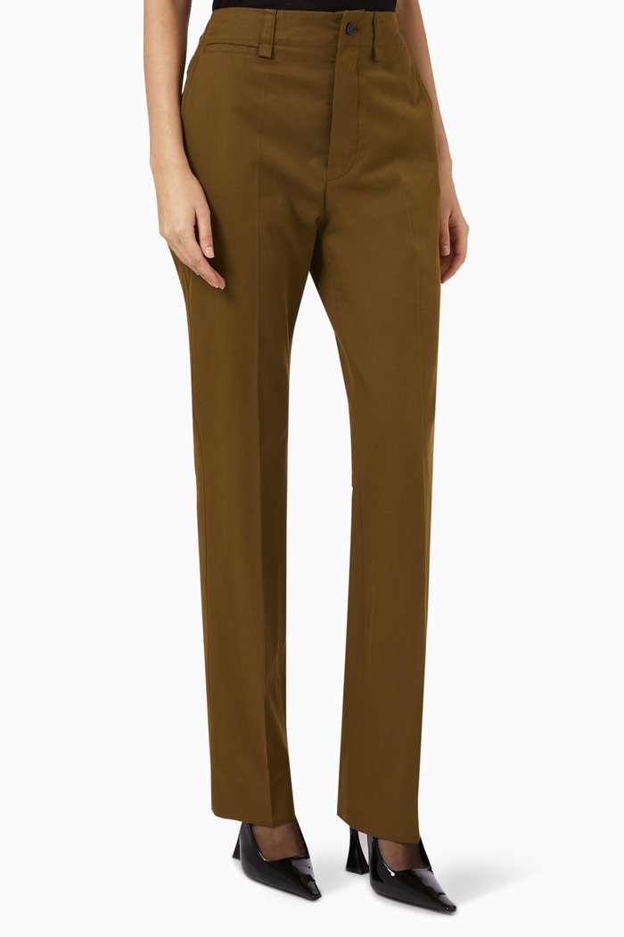 Straight-leg Pants in Cotton Twill, Brown