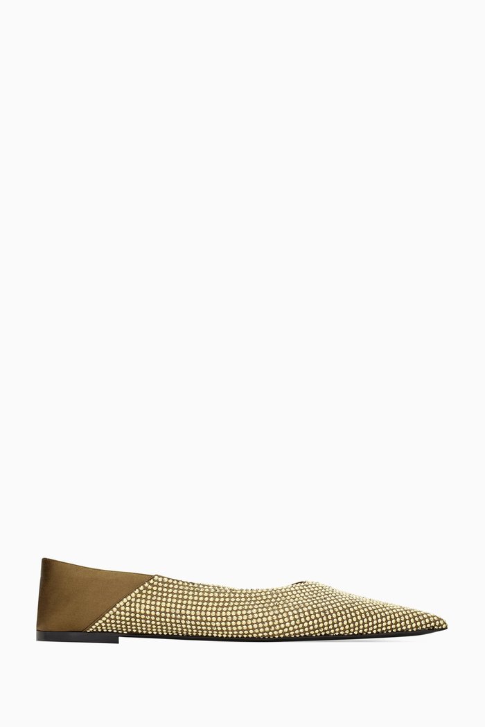 Nour Rhinestone-embellished Slippers in Satin Crepe, Green