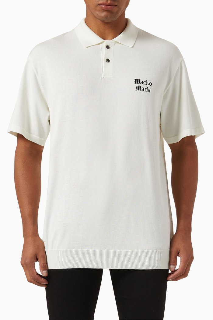 

Logo Embroidered Polo Shirt in Knit, White