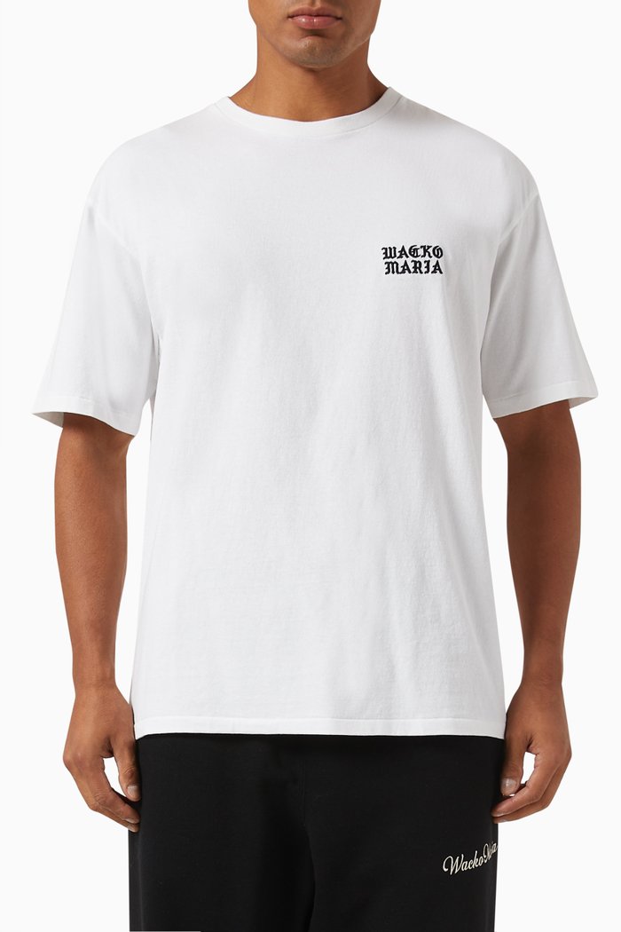 

Washed Logo Embroidered T-shirt in Cotton, White