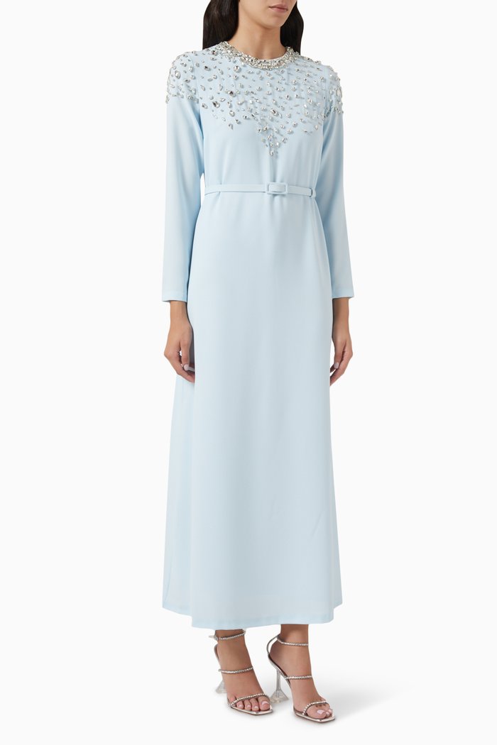 Crystal-embellished Dress, Blue