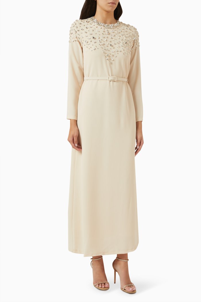 

Crystal-embellished Dress, Neutral