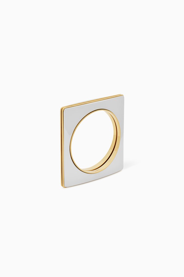

Split Square Bangle in Metal, Silver