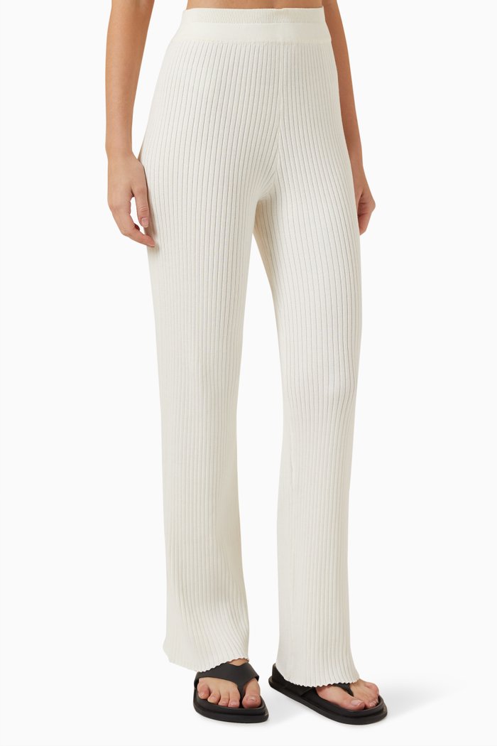 

Rib-knit Pants in Cotton, Neutral