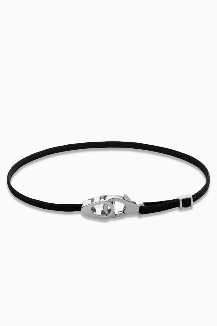 

Caden Pull Rope Bracelet in Sterling Silver, Black