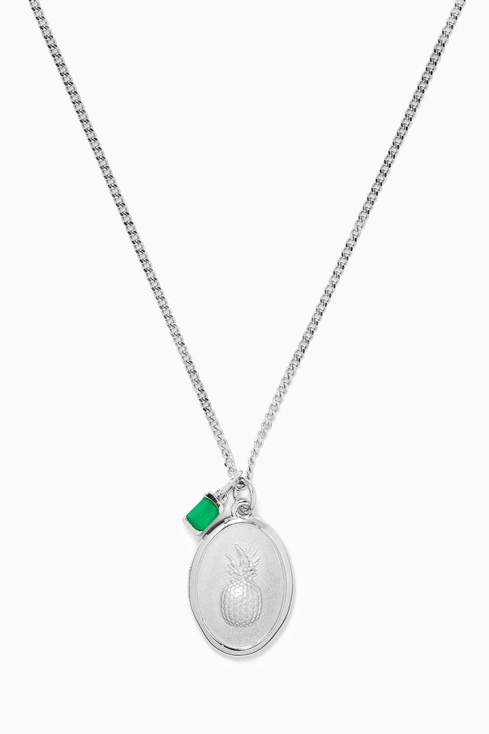 Pina Agate Necklace in Sterling Silver, Green