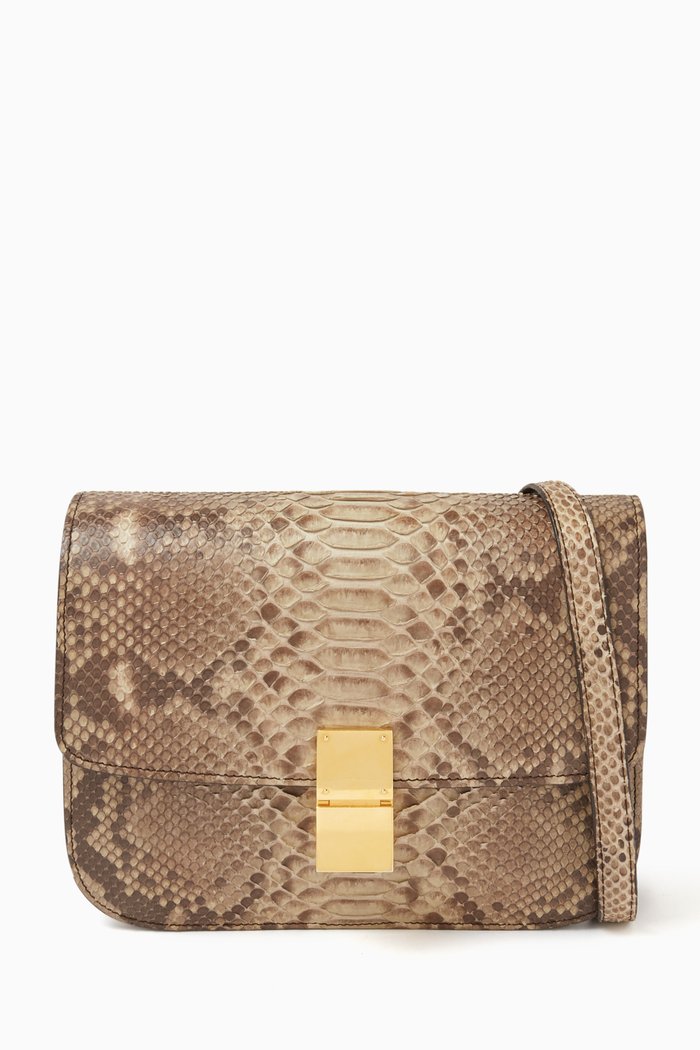 

Pre-owned Medium Classic Box Flap Crossbody Bag in Python Leather, Multicolour