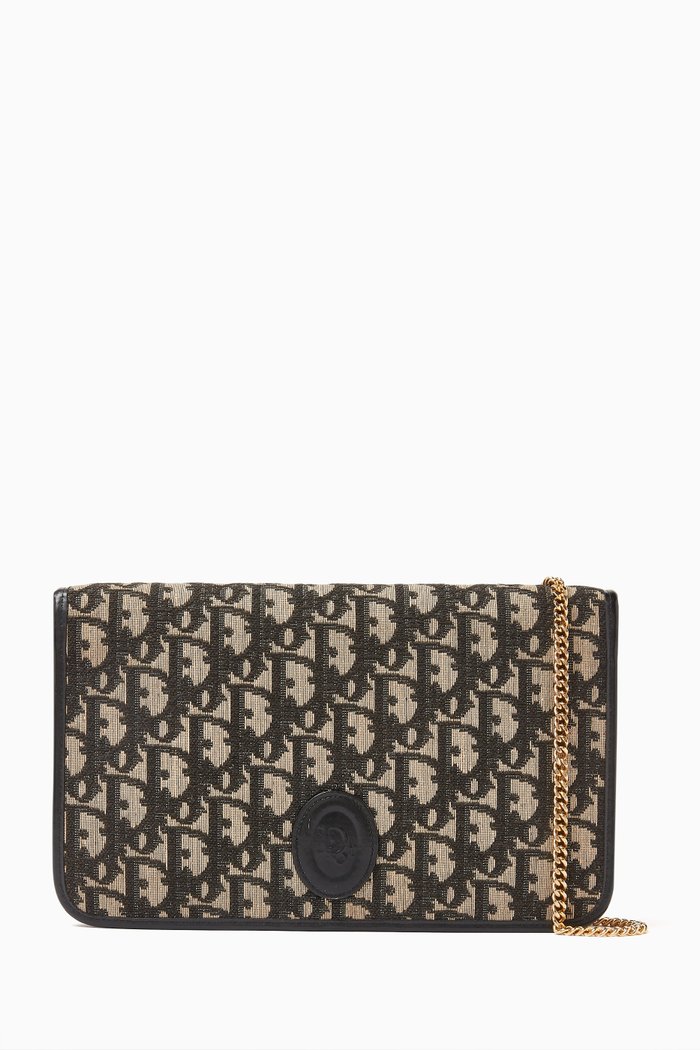 Montaigne Flap Bag in Oblique Jacquard Canvas, Blue