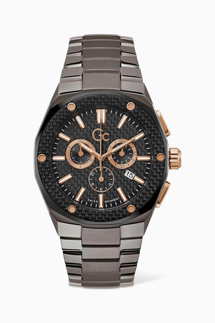 

Fiber Chronograph Stainless Steel Watch, 44mm, Black