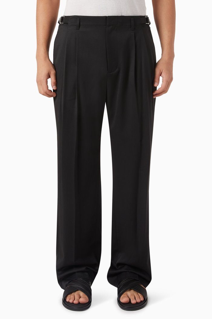 

Leroy Wide-leg Pants in Wool Blend, Black