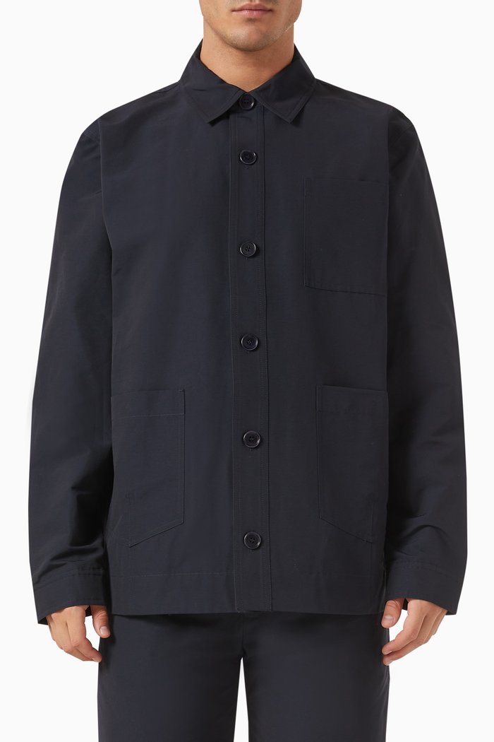 Diego Field Jacket in Cotton Blend, Blue