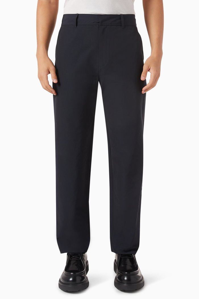Saul Straight-leg Pants in Cotton Blend, Blue