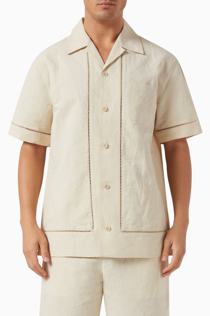 

Marco Camp Shirt in Linen Blend, Neutral