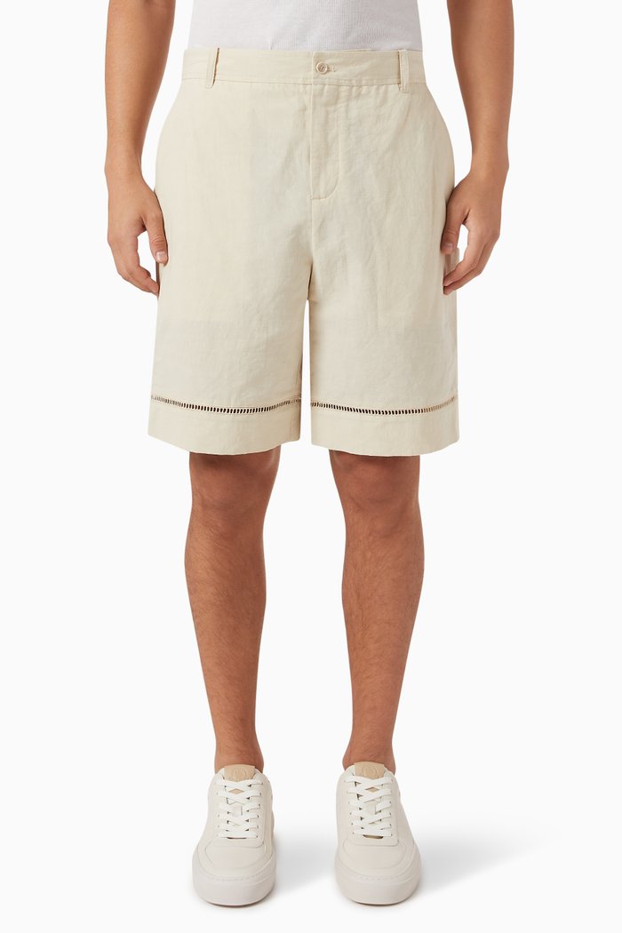 

Dean Ladder-stitch Shorts in Linen Blend, Neutral