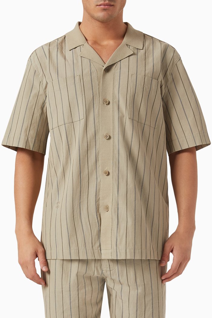 

Justin Striped Shirt in Cotton, Green