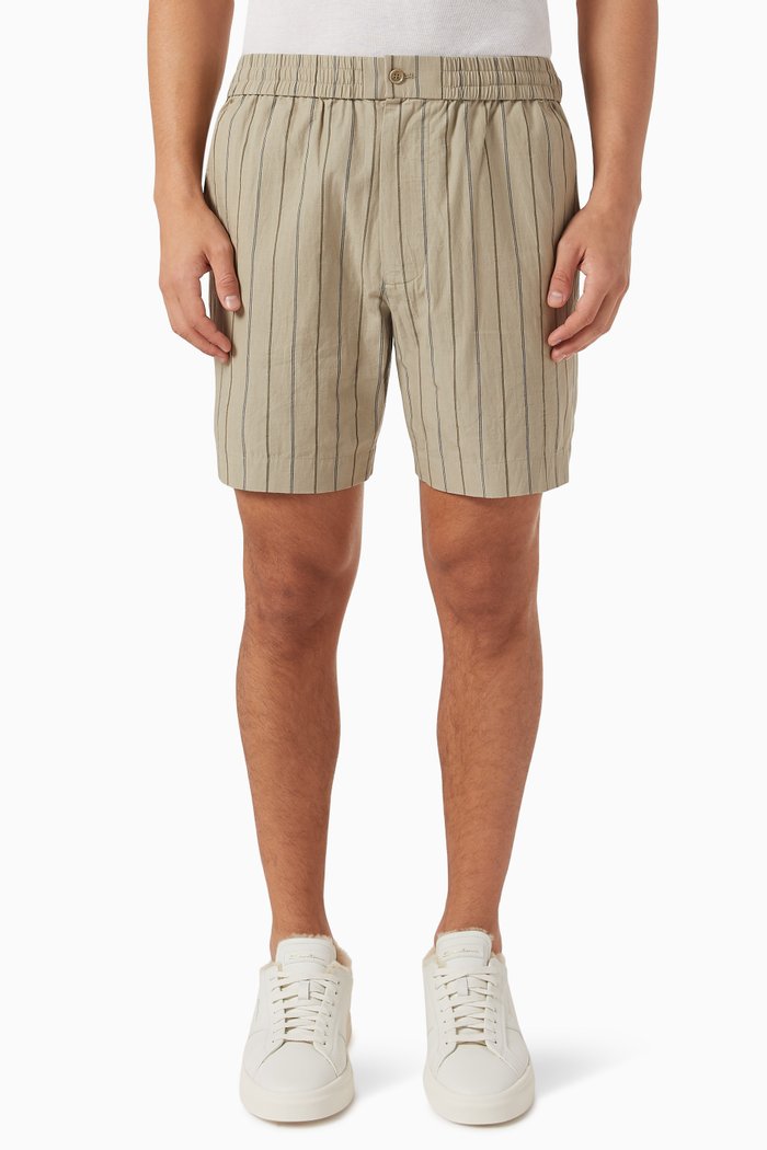 

Sebastian Striped Shorts in Cotton, Green