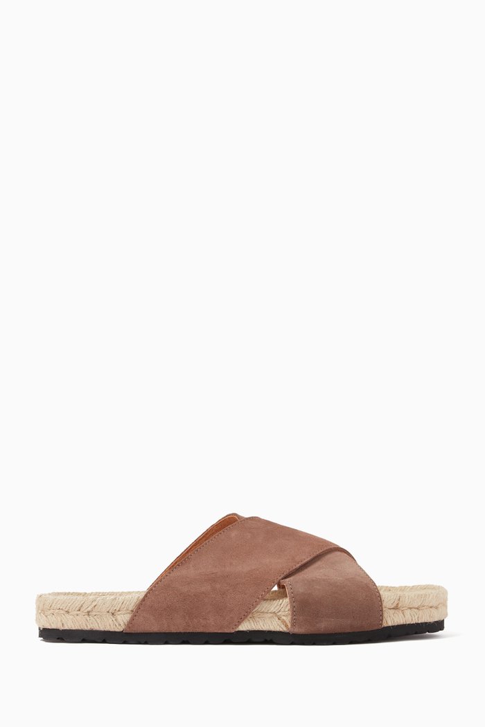 

Crossed Bands Sandals in Suede, Brown