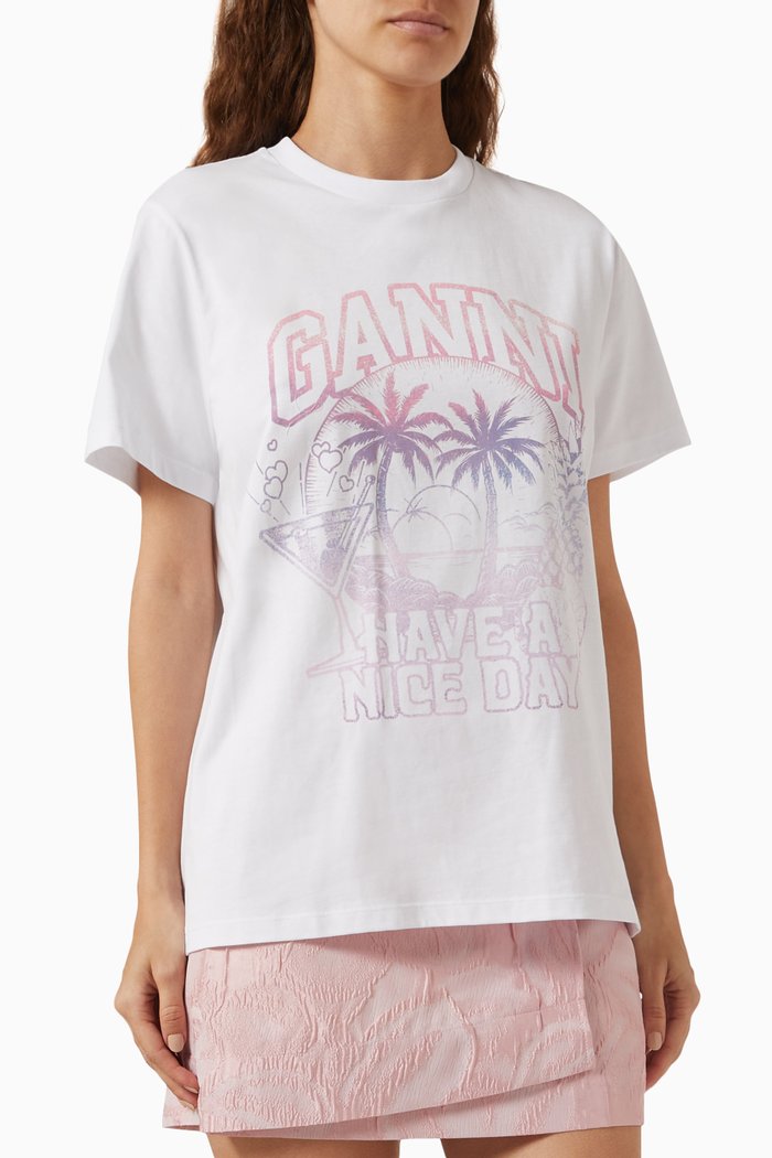 Printed Relaxed-fit T-shirt in Organic-cotton, White