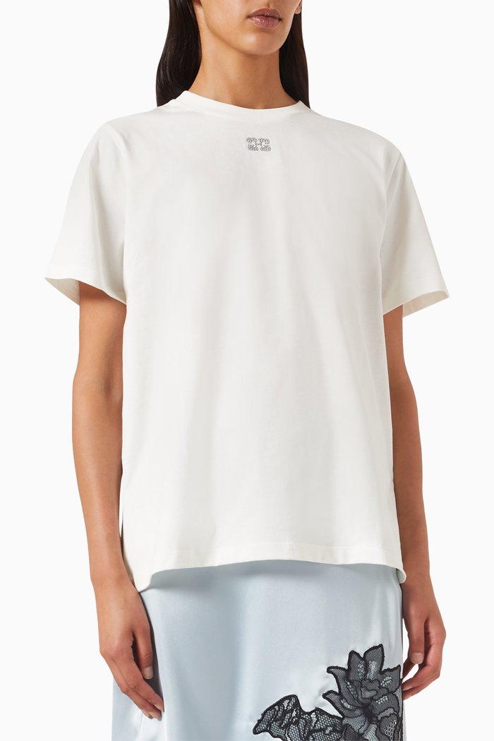

Rhinestone Relaxed-fit T-shirt in Organic-cotton, White