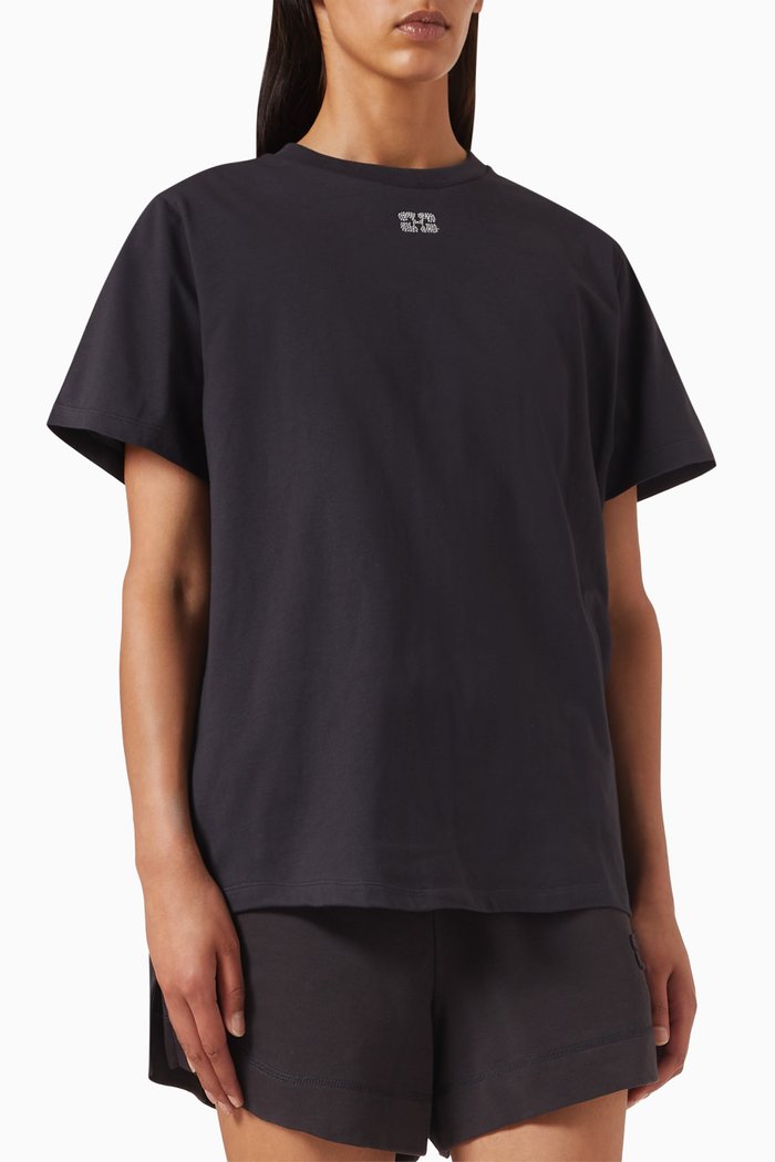 

Rhinestone Relaxed-fit T-shirt in Organic-cotton, Black