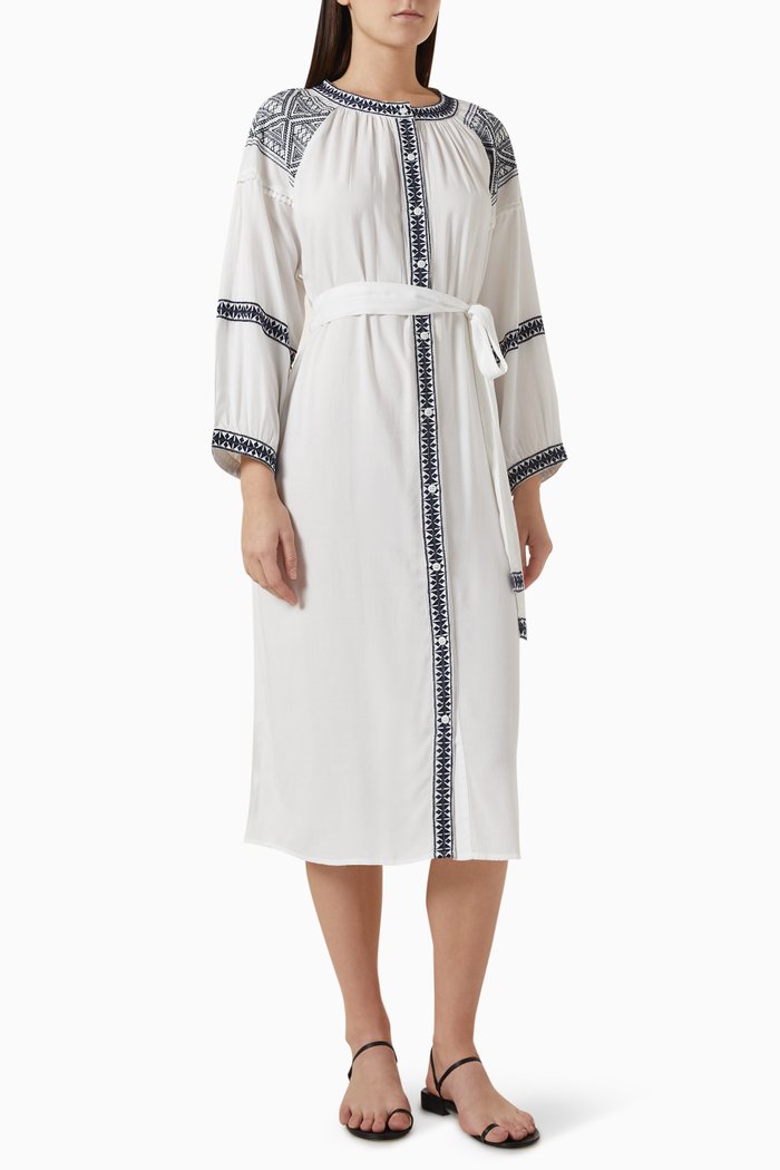 

Ally Belted Kaftan in Viscose, White