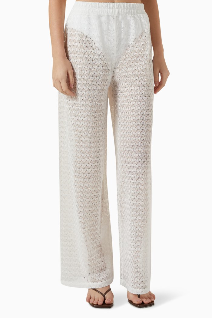 

Sienna Wide-leg Pants in Cotton-knit, White