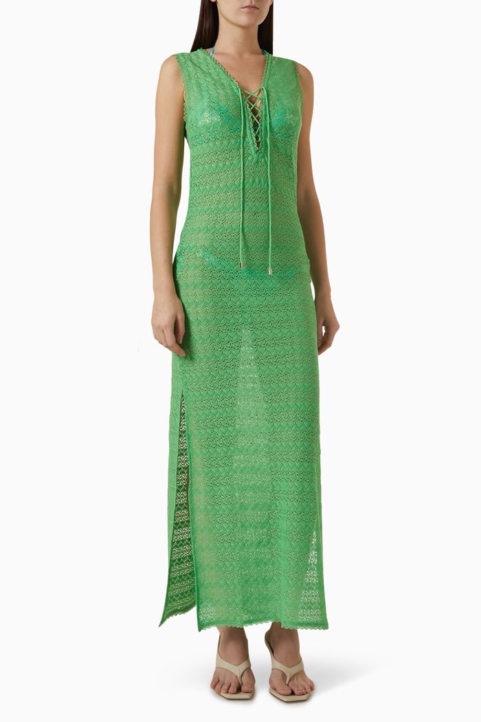 

Maddie Maxi Dress in Crochet, Green