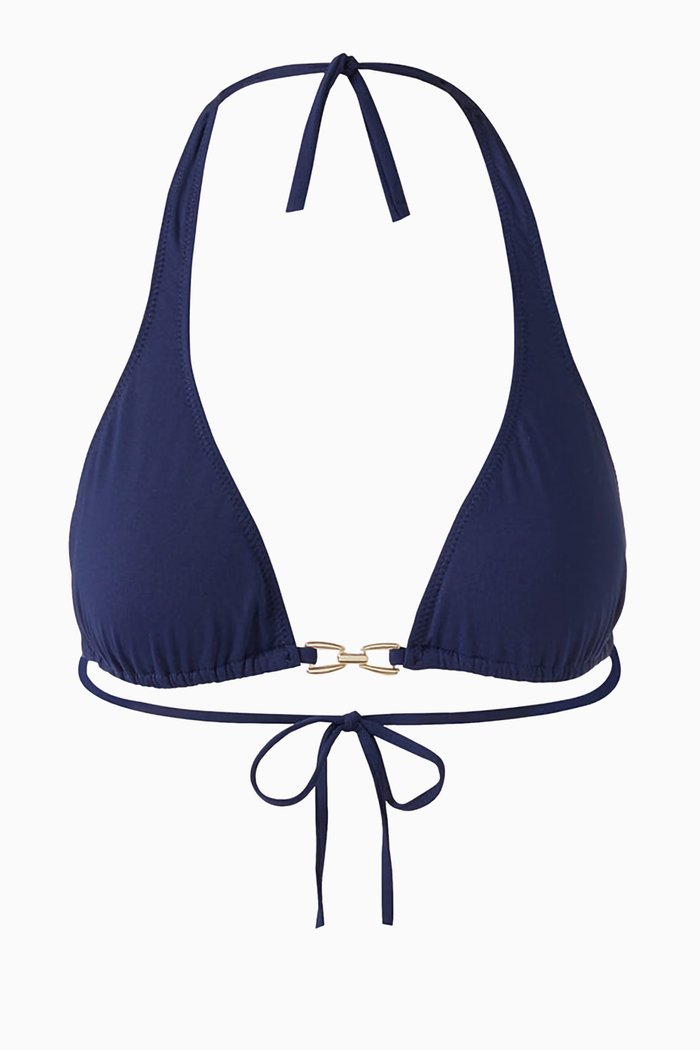 

Antibes Tie-up Bikini Top in Stretch Nylon, Blue