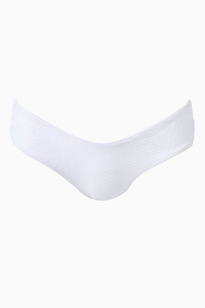 Colombia Weave Bikini Bottoms in Stretch Nylon, White