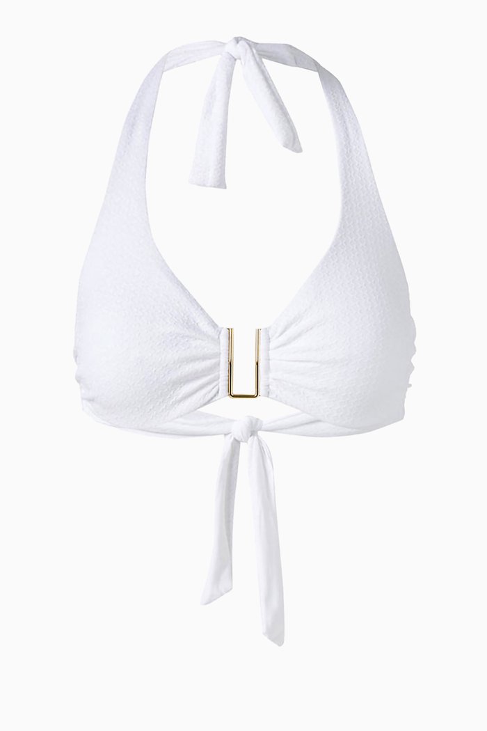 

Colombia Tie-up Bikini Top in Stretchy Nylon, White