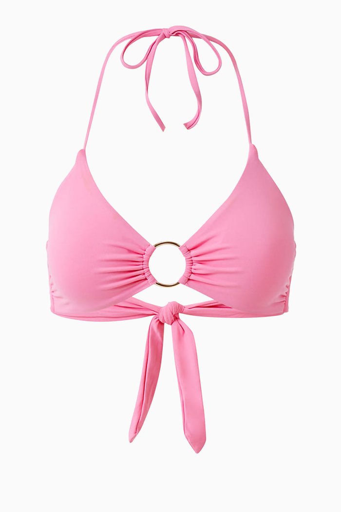 

Hamburg Tie-up Bikini Top in Stretch Nylon, Pink