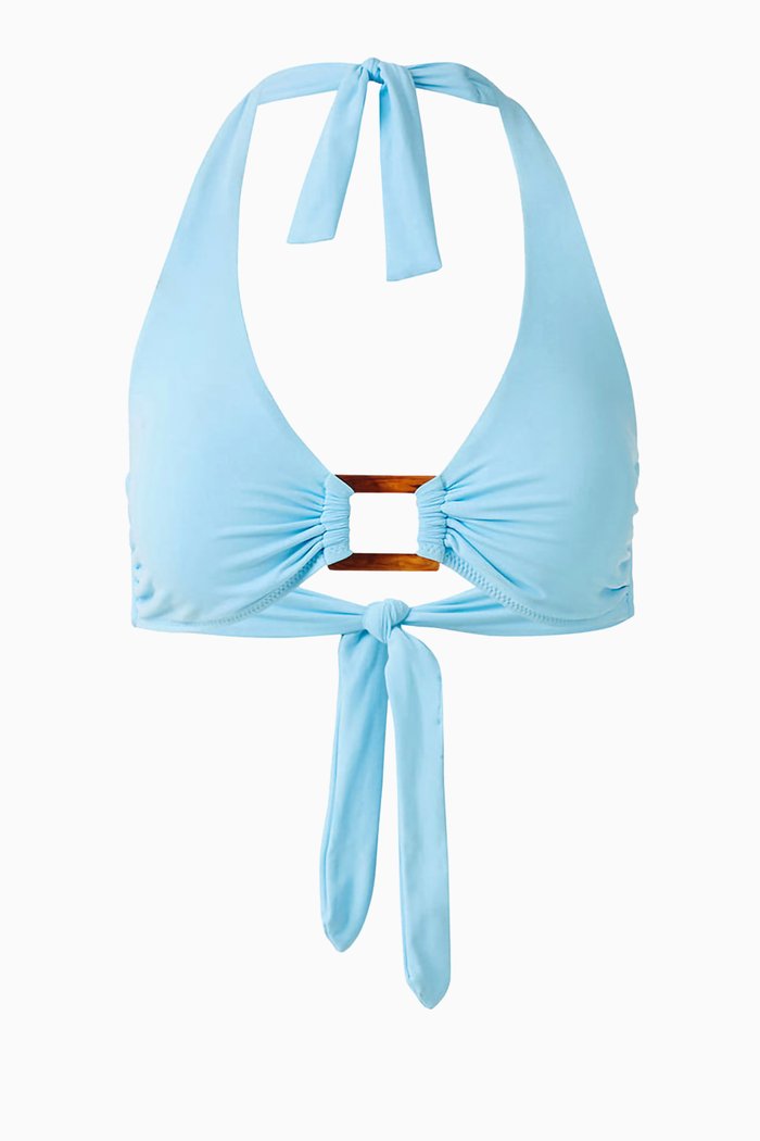 Paris Bikini Top in Stretch Nylon, Blue