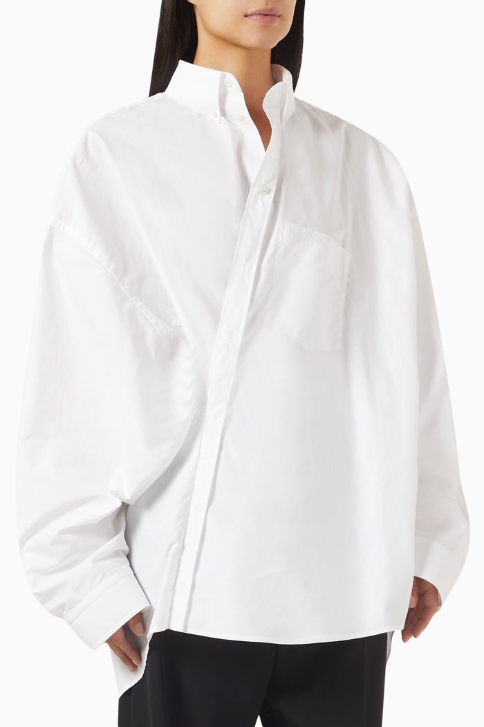 

Wrap Large-fit Shirt in Cotton-poplin, White