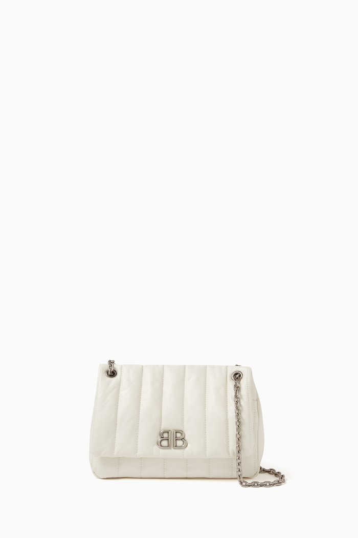 

Mini Monaco Quilted Bag in Leather, White