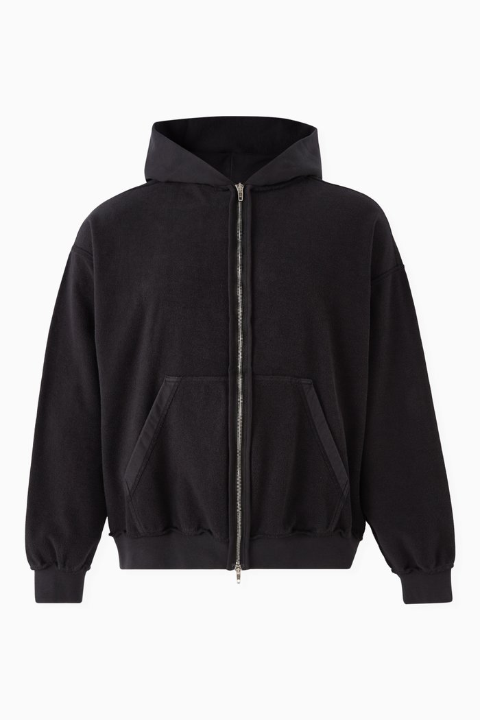 

Unisex Inside-out Zip Hoodie in Cotton-fleece, Black