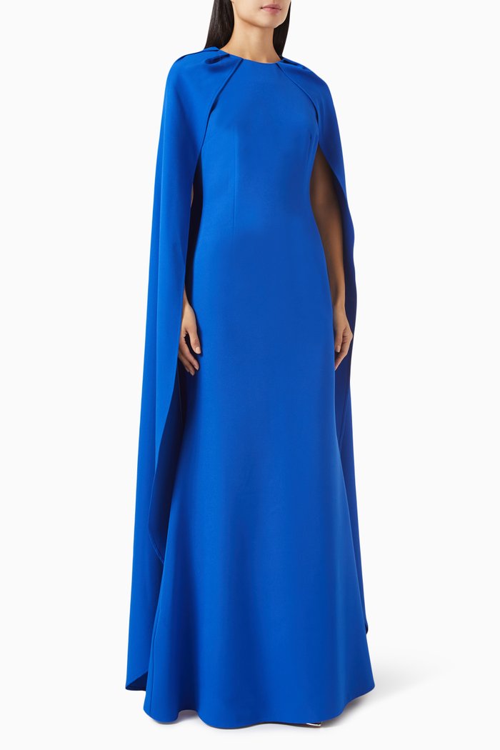 

Cape-sleeve Maxi Dress, Blue