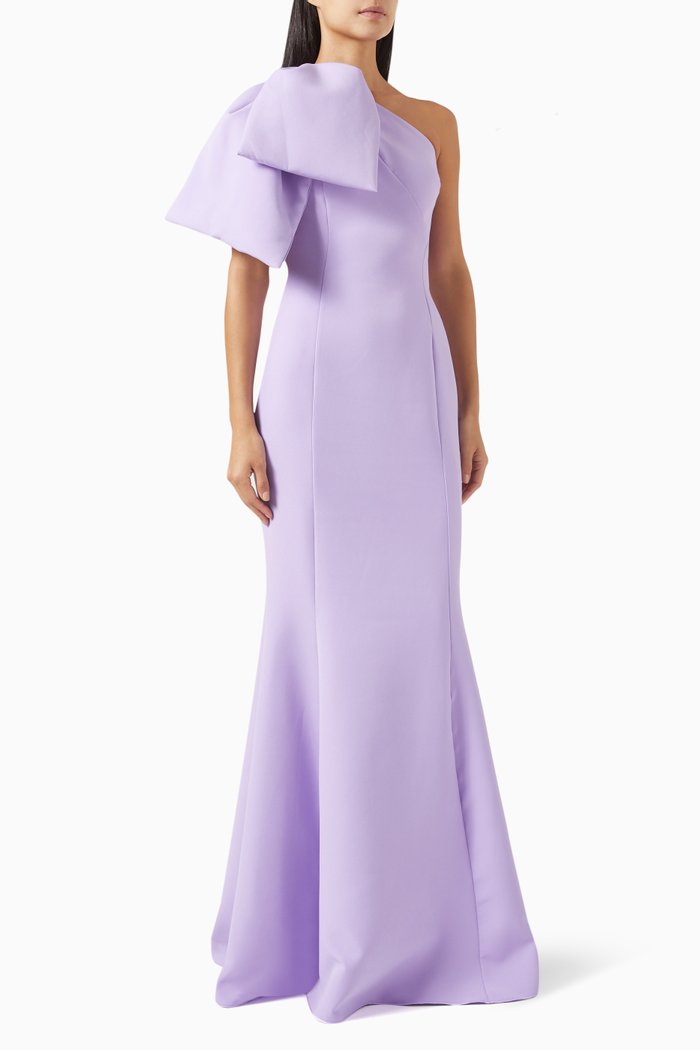 

One-shoulder Bow Maxi Dress, Purple