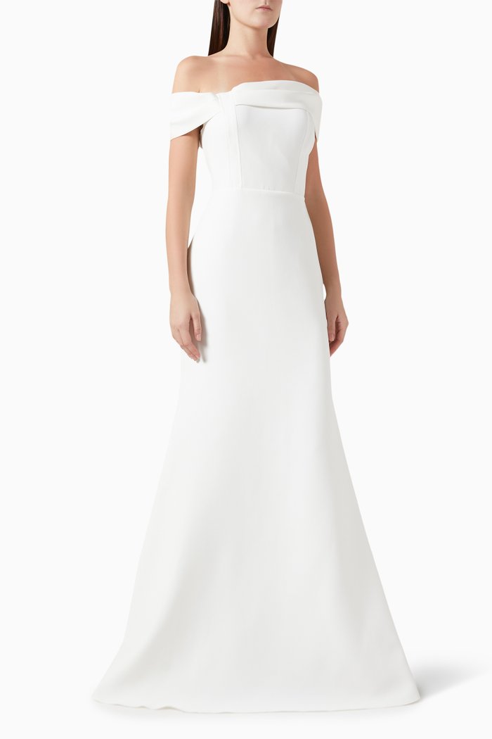 Off-shoulder Maxi Dress, White