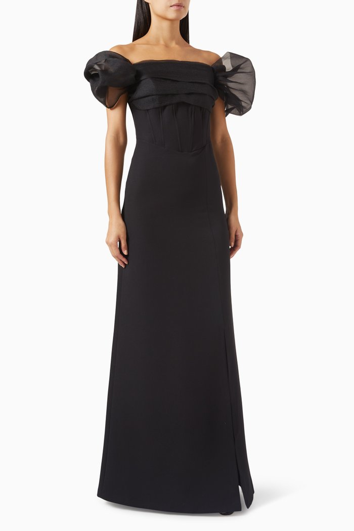 

Off-shoulder Corset Maxi Dress, Black
