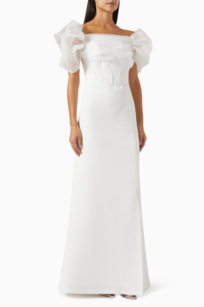 

Off-shoulder Corset Maxi Dress, White