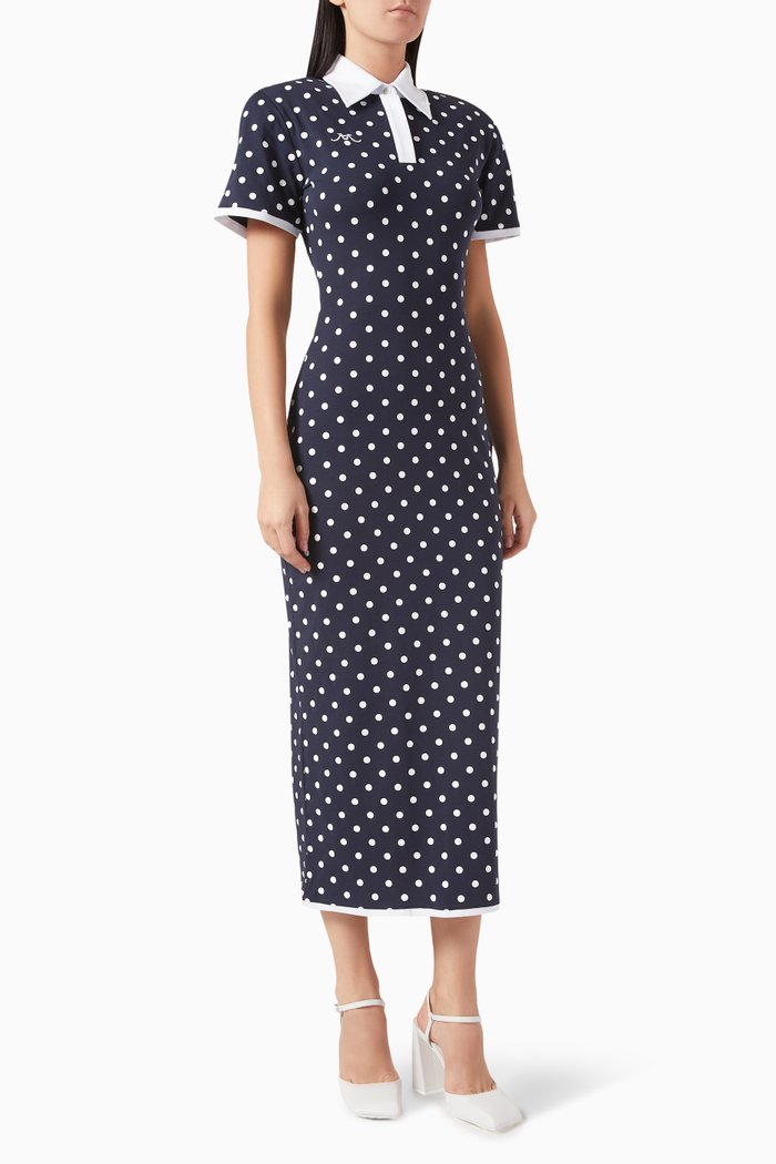 

Polo Maxi Dress in Jersey, Blue