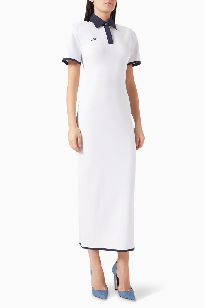 

Polo Maxi Dress in Jersey, White