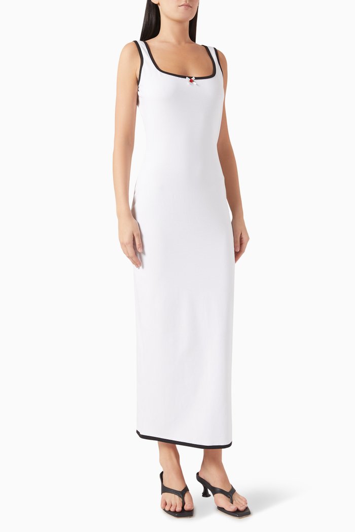 

Rose-detail Maxi Dress in Jersey, White